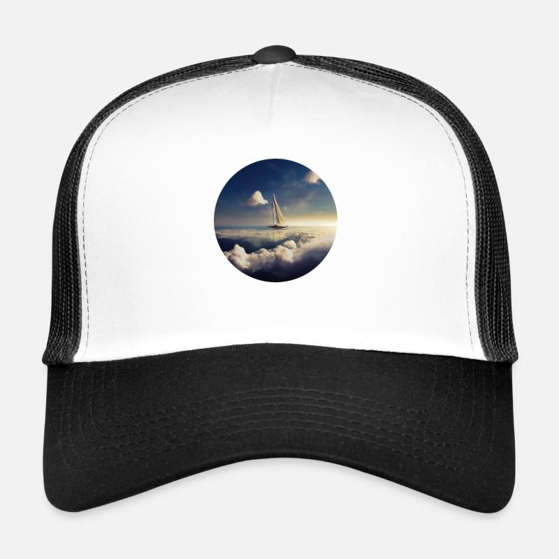 Schiff mit Wolken - Trucker Cap - Weiß/Schwarz