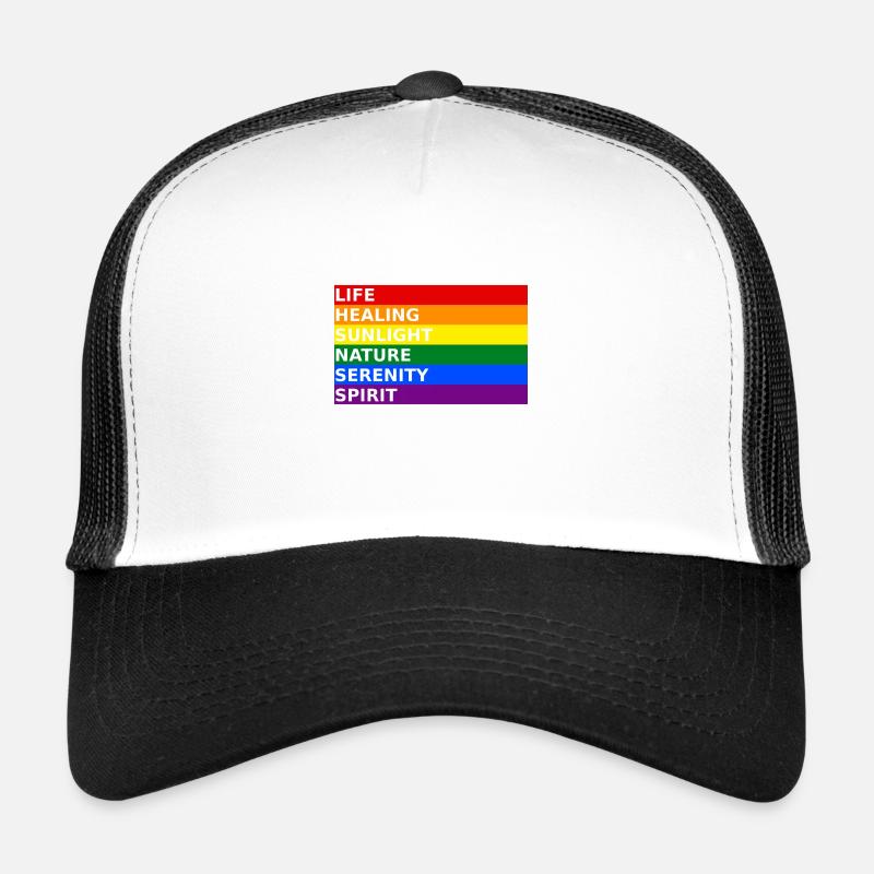 LGBT Gay Pride Rainbow Colors Slogan Drapeau Casquette trucker 