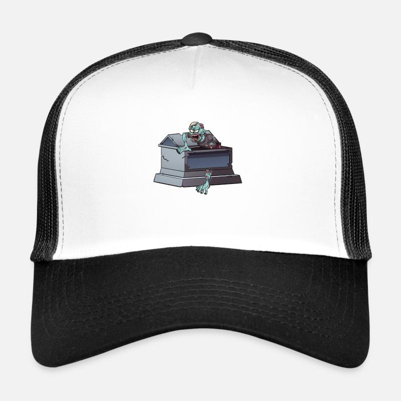 Zombie Coming Out Coffin - Trucker Cap - white/black