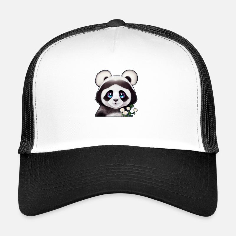 Panda aux fleurs Casquette trucker 