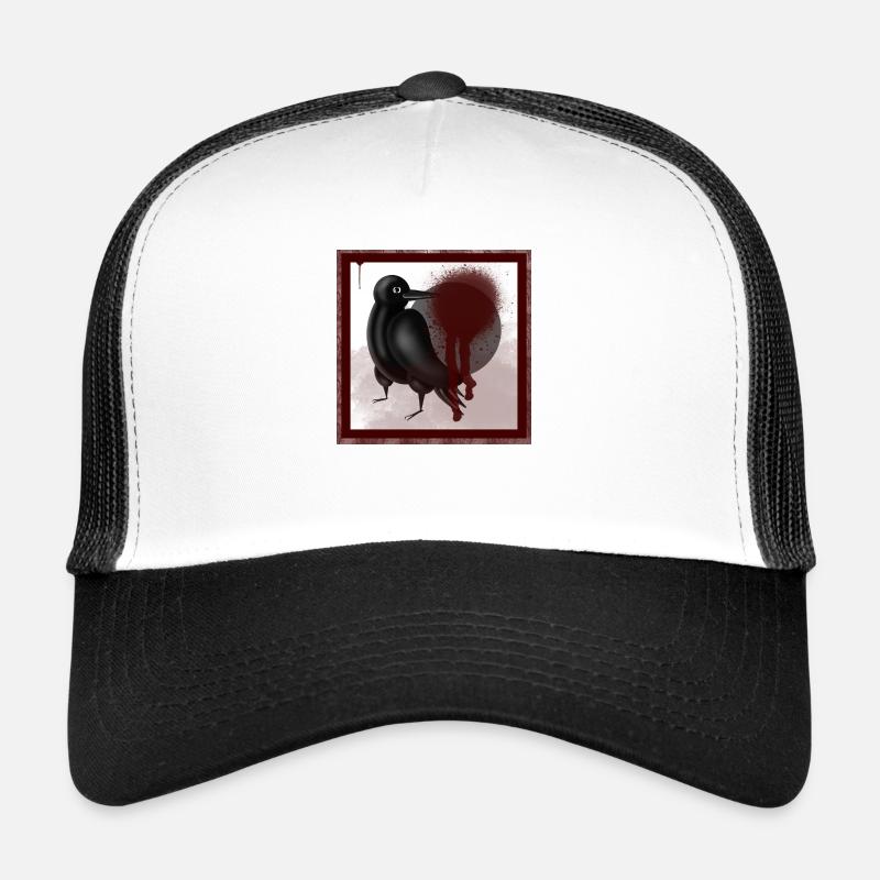 Dark Raven Jackdaw Bird en noir - Casquette trucker  - blanc/noir
