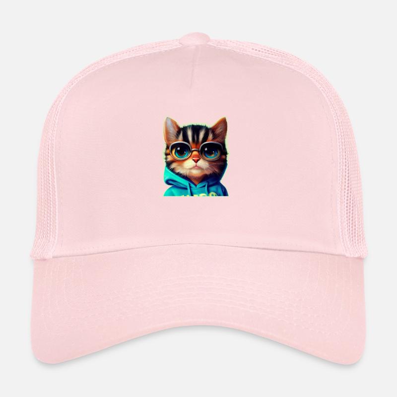 Chat avec lunettes Casquette trucker 