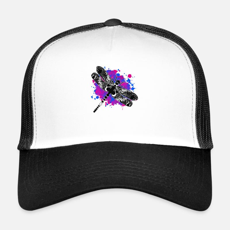Libellen-Aquarell - Trucker Cap - Weiß/Schwarz