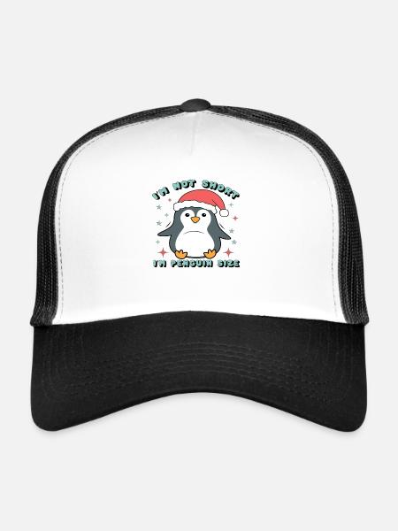I ́m not Short I ́m Penguin Size - Trucker Cap - white/black - Front