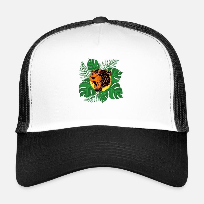 Tiger Jungle Roar Monstera Leaves Gift - Trucker Cap - white/black