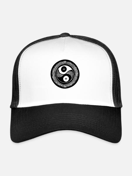 Yin Yang Sign Symbol Peace Happy 10 - Trucker Cap - white/black - Front