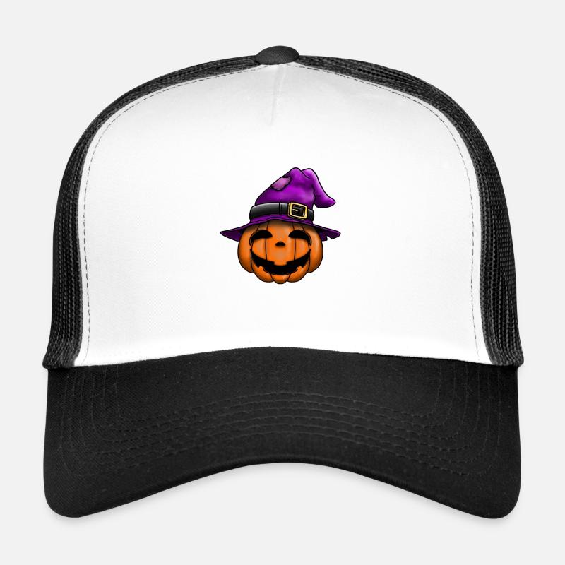 Pumpkin witch hat Trucker Cap