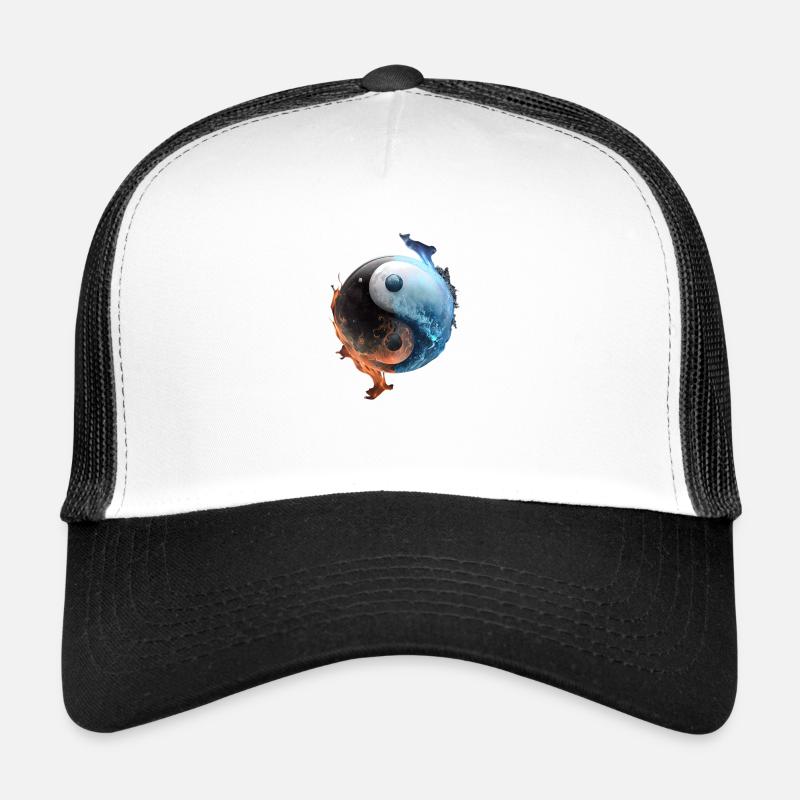 Ying et Yang Feu et glace en équilibre Casquette trucker 