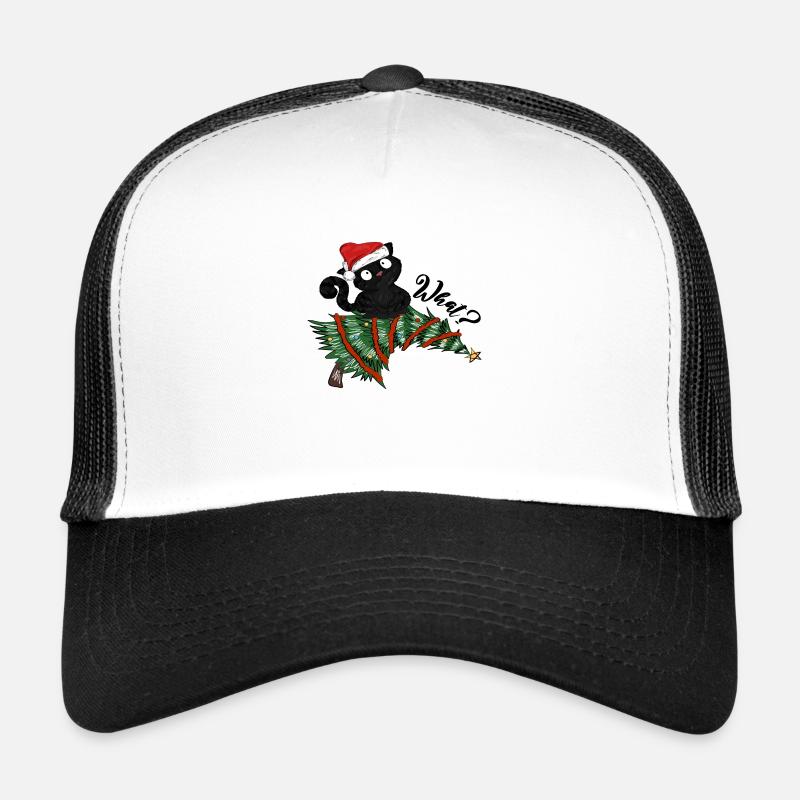 What? Cat Christmas Tree - Trucker Cap - Weiß/Schwarz