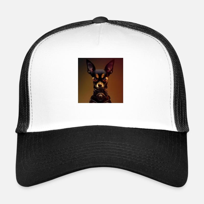 Dark Chihuahua in steampunk uniform Trucker Cap