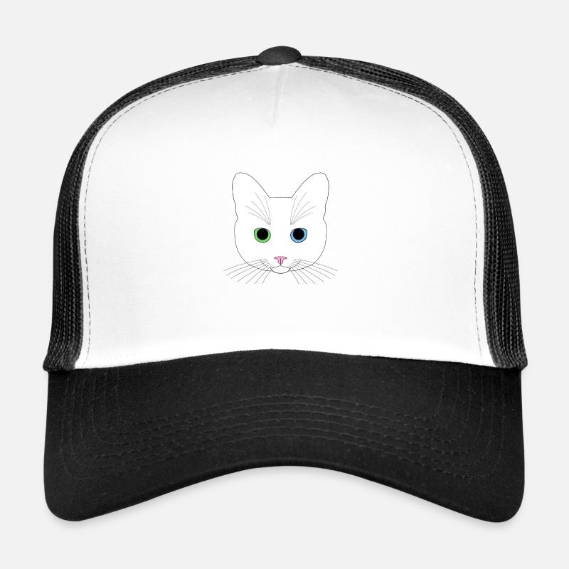 Chat blanc yeux vert bleu Casquette trucker 