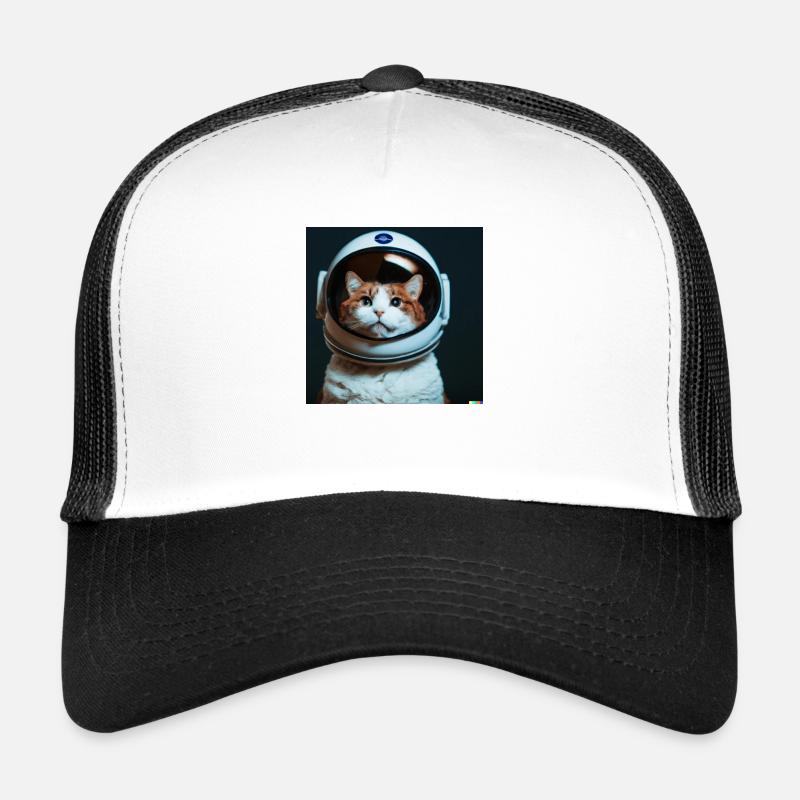 Astronautenkatze - Trucker Cap - Weiß/Schwarz