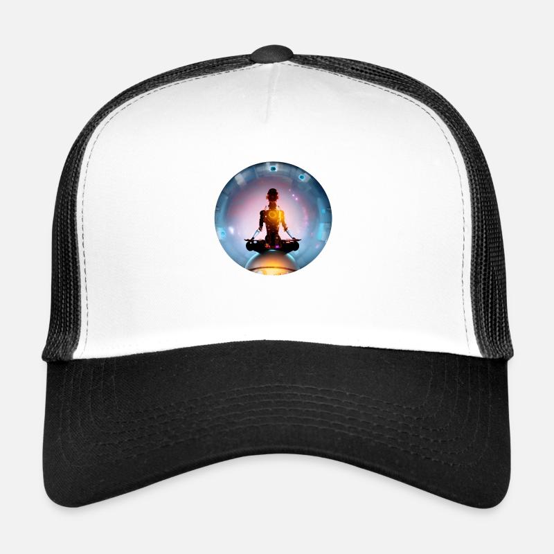 cyber yoga in space - Trucker Cap - white/black
