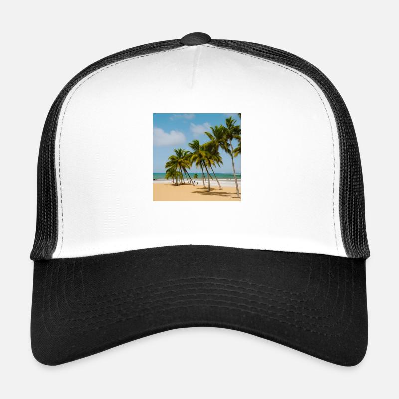 Ruhiger Strand mit Palmen Trucker Cap