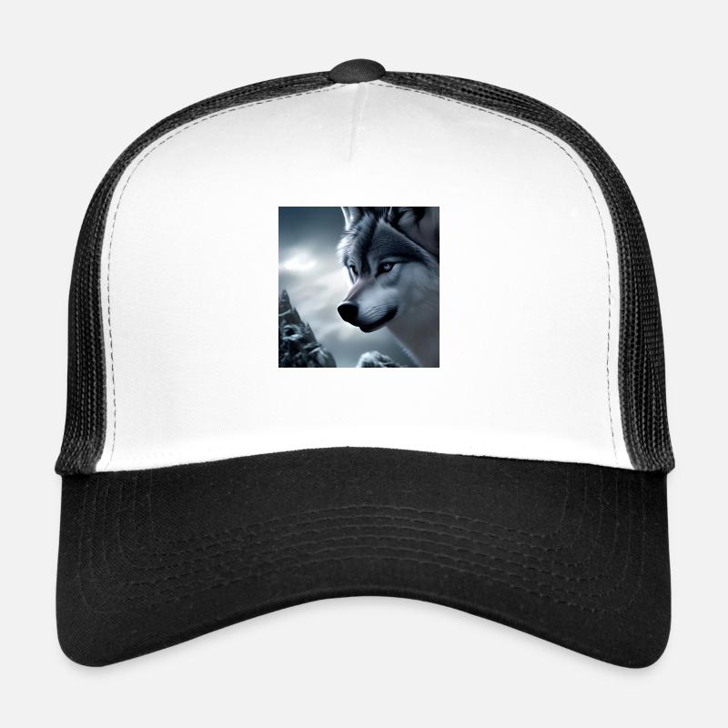 Loup blanc - Casquette trucker  - blanc/noir