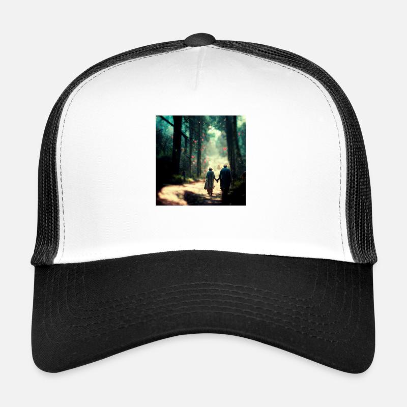 Altes Ehepaar Hand in Hand - Trucker Cap - Weiß/Schwarz