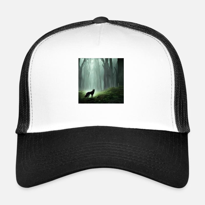 A lone wolf in a large forest Trucker Cap