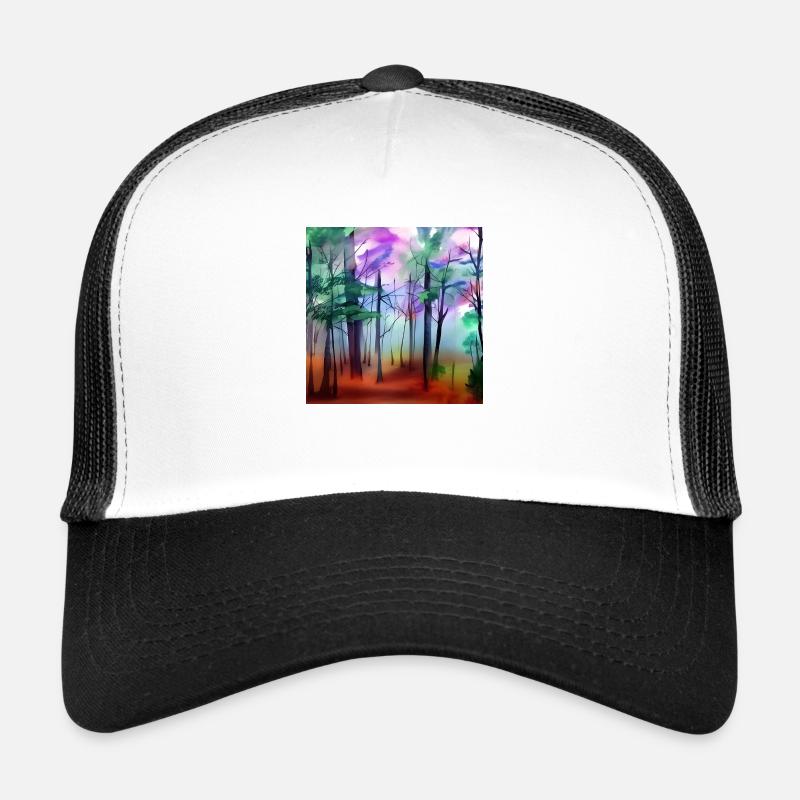 Watercolor forest nature - Trucker Cap - white/black