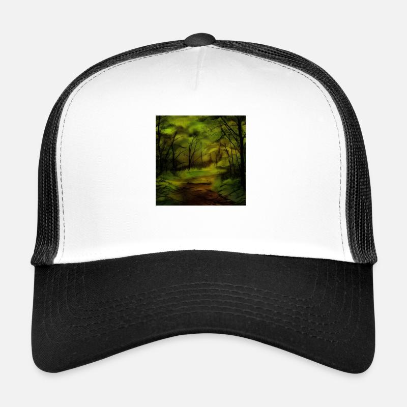 Dark watercolor forest nature Trucker Cap