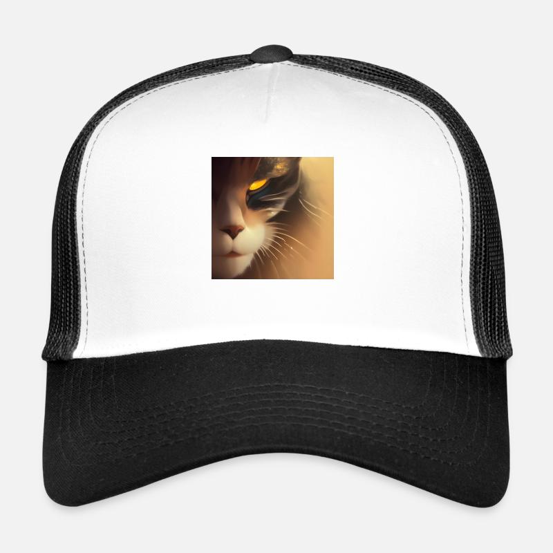 Gruseliges Katzengesicht - Trucker Cap - Weiß/Schwarz