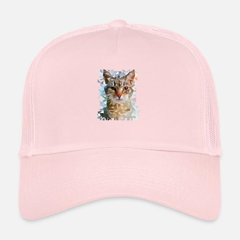Abstract Polygon Geometric Cat Trucker Cap