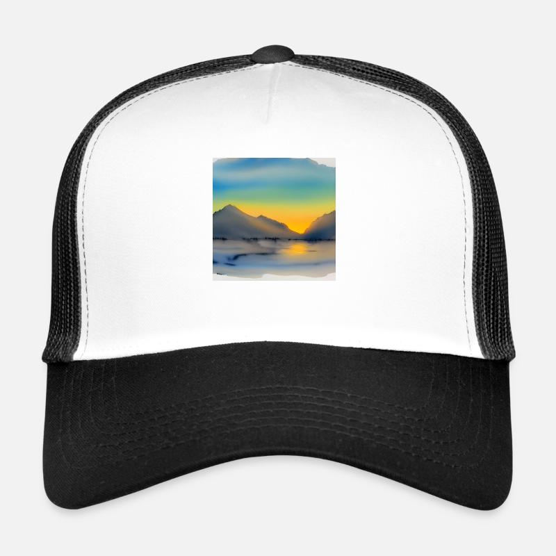 Mountain lake artwork Trucker Cap