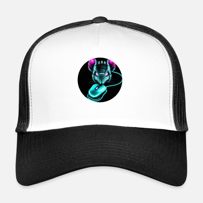 Cyber-Maus - Trucker Cap - Weiß/Schwarz