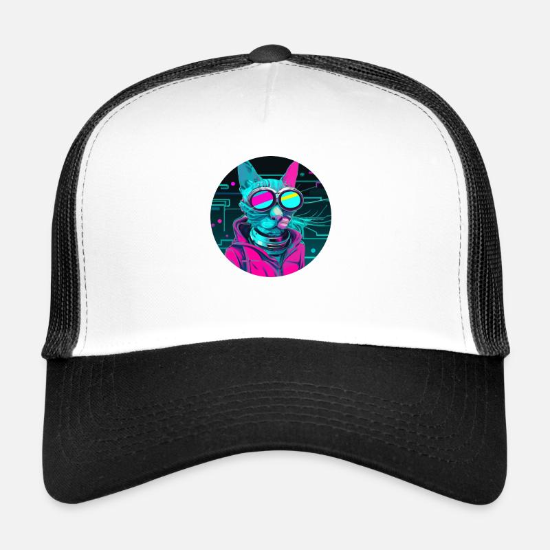 Stylish Cat - Trucker Cap - white/black