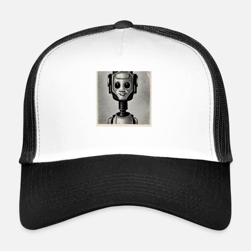 Roboter schwarz weis Trucker Cap