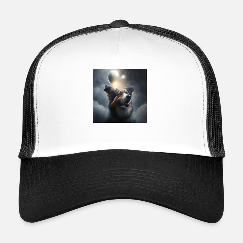 CptnBruno chien avec décoration de réveillon du nouvel an Casquette trucker 