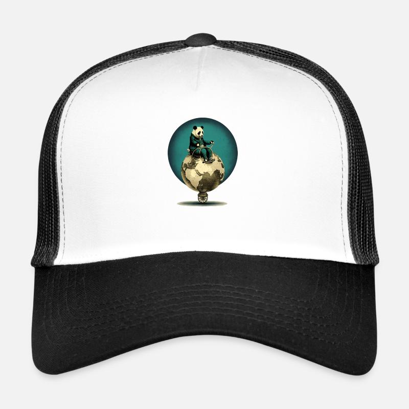 Panda controls the globe Trucker Cap