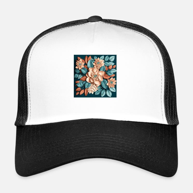 Floral Design 24 - Trucker Cap - Weiß/Schwarz