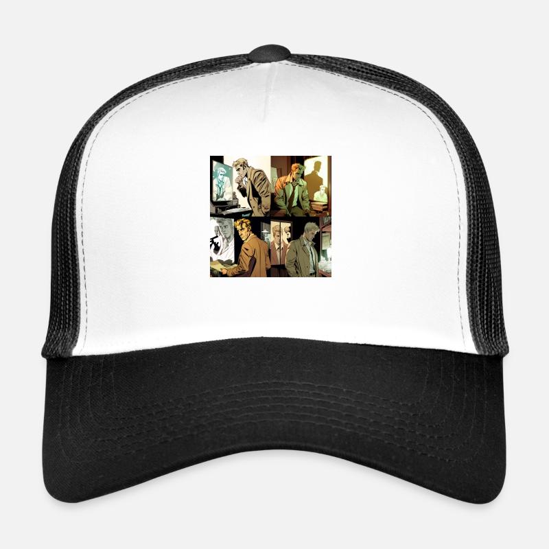 Image comique de John Constantin se faisant espionner - Casquette trucker  - blanc/noir