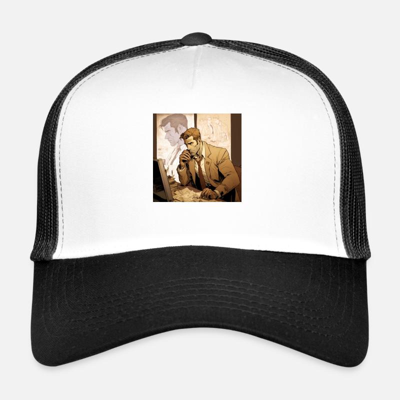 Image comique d’un espion espionnant John Constantine - Casquette trucker  - blanc/noir