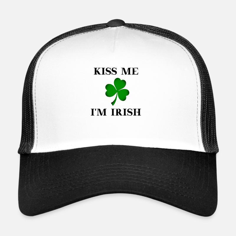 Idée cadeau de la Saint-Patrick Embrasse-moi Je suis irlandais Casquette trucker 