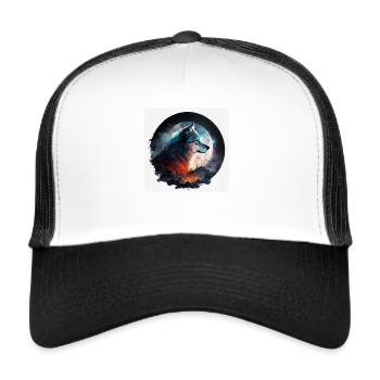 The wolf at night and fog - Trucker Cap - white/black - Front