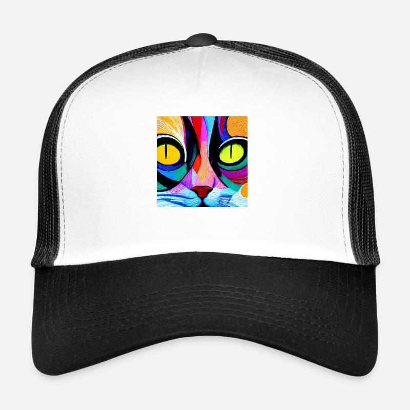 Colourful cat close up, abstract Trucker Cap