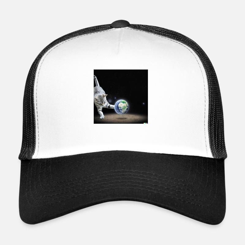 chat jouant avec la terre dans l’espace Casquette trucker 