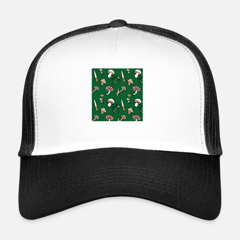 Pattern with mushrooms - Trucker Cap - white/black