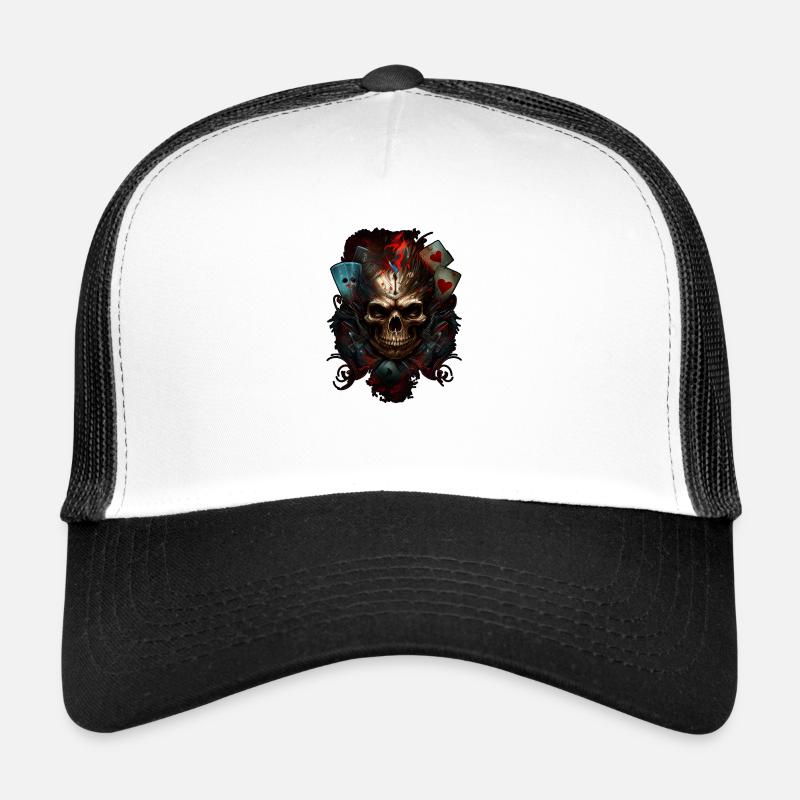Éclabousser le crâne multicolore. Visage impassible Casquette trucker 