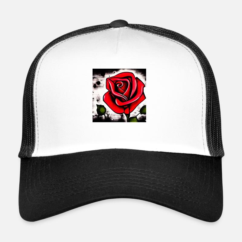 Red rose graffiti style - Trucker Cap - white/black