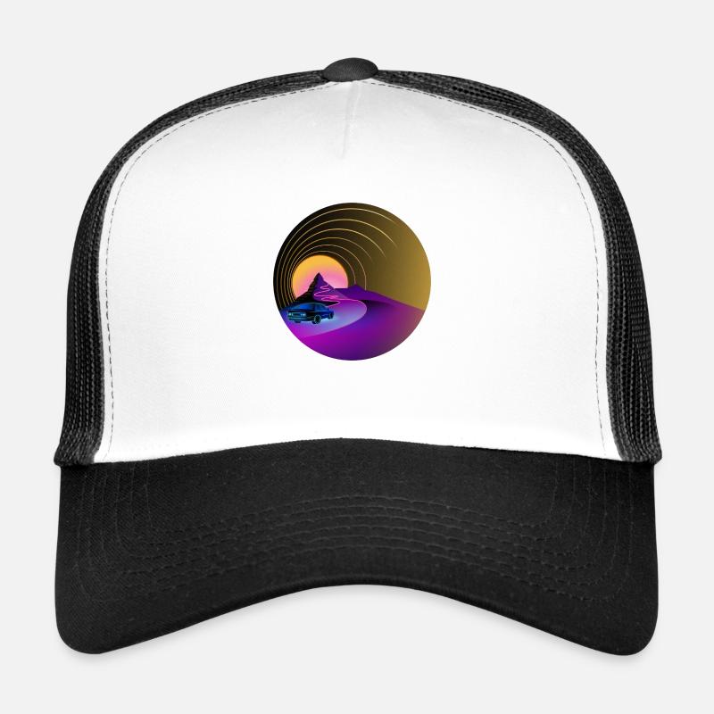 E30 - Retro - Synthwave - Style - Trucker Cap - white/black