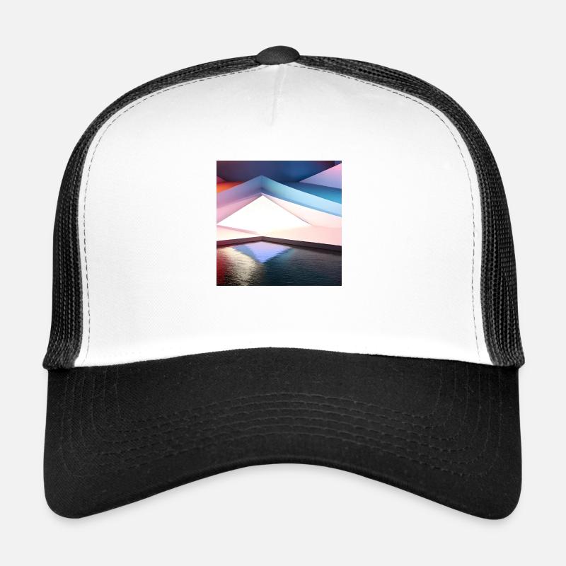 Geometrisch, 3D Digital Art Design - Trucker Cap - Weiß/Schwarz