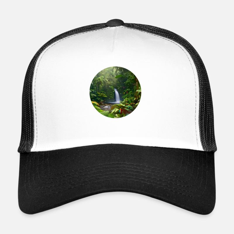 Wasserfall im Regenwald - Trucker Cap - Weiß/Schwarz
