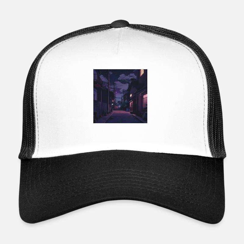 Nuit Lofi - Casquette trucker  - blanc/noir