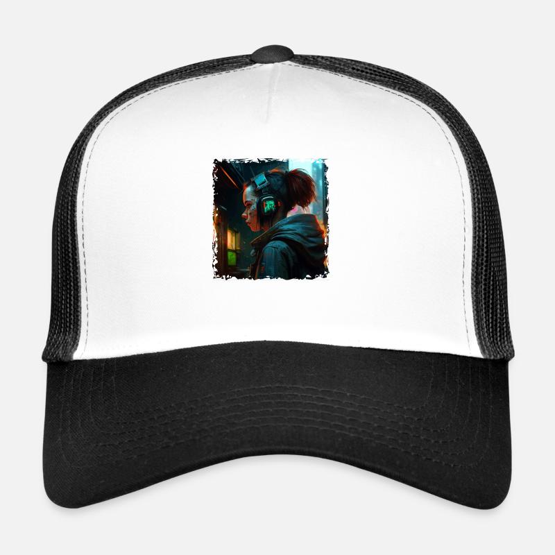 Artwork Illustration Punk in the High Tech Future Trucker Cap