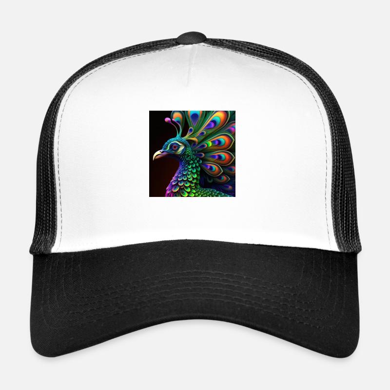 Colored peacock, unique design - Trucker Cap - white/black