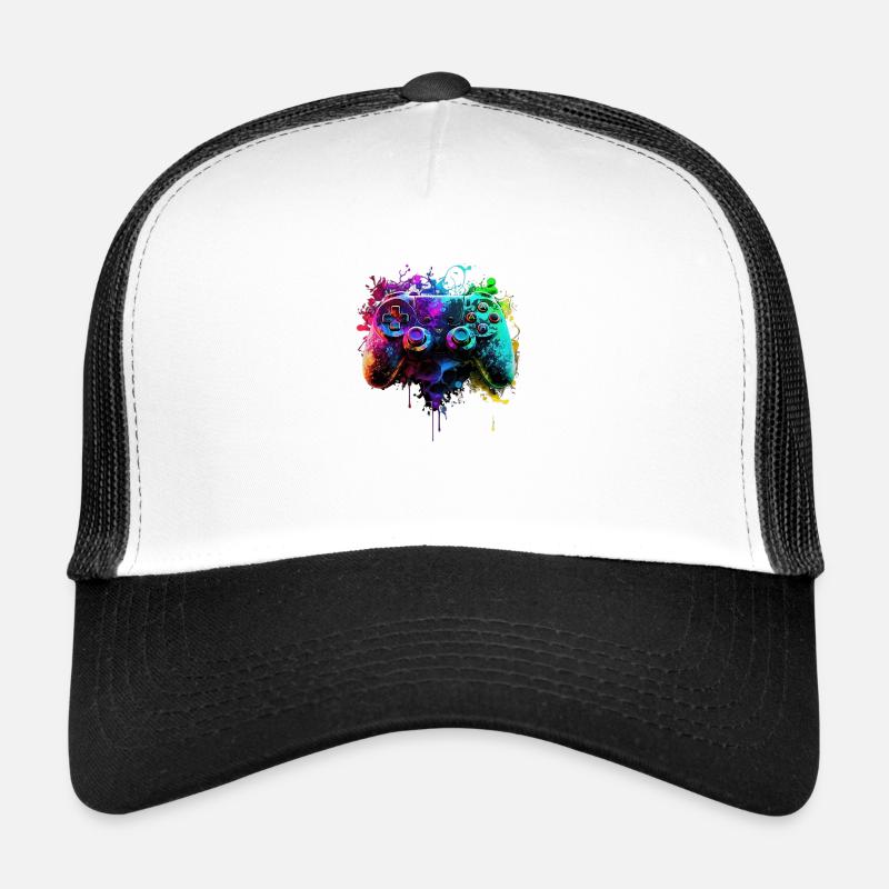 Neon Gaming Controller / Kontroller - Trucker Cap - Weiß/Schwarz