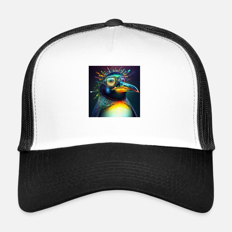 Pingouin coloré avec lunettes, design unique Casquette trucker 
