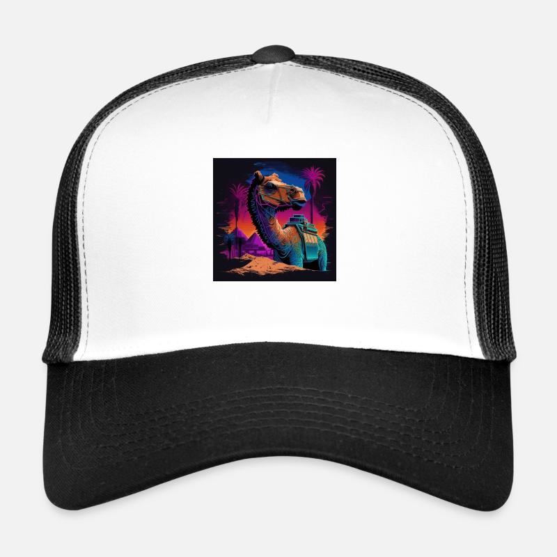 Kamel mit Neonfarben, Synthwave / 80er Jahre Trucker Cap